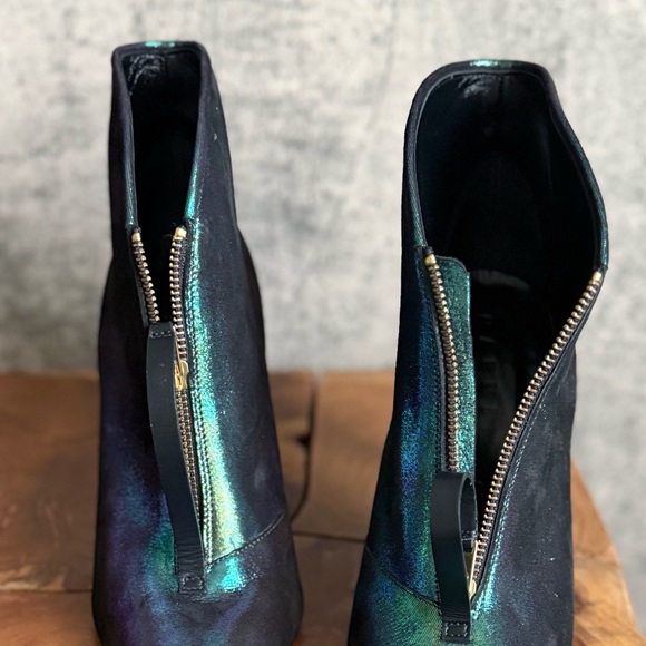 Emerald green Marni unique boot heels green stiletto booties with zipper - Picture 9 of 13